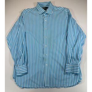 Polo Ralph Lauren Regent Custom Fit Shirt Blue White Stripe Mens 17 34